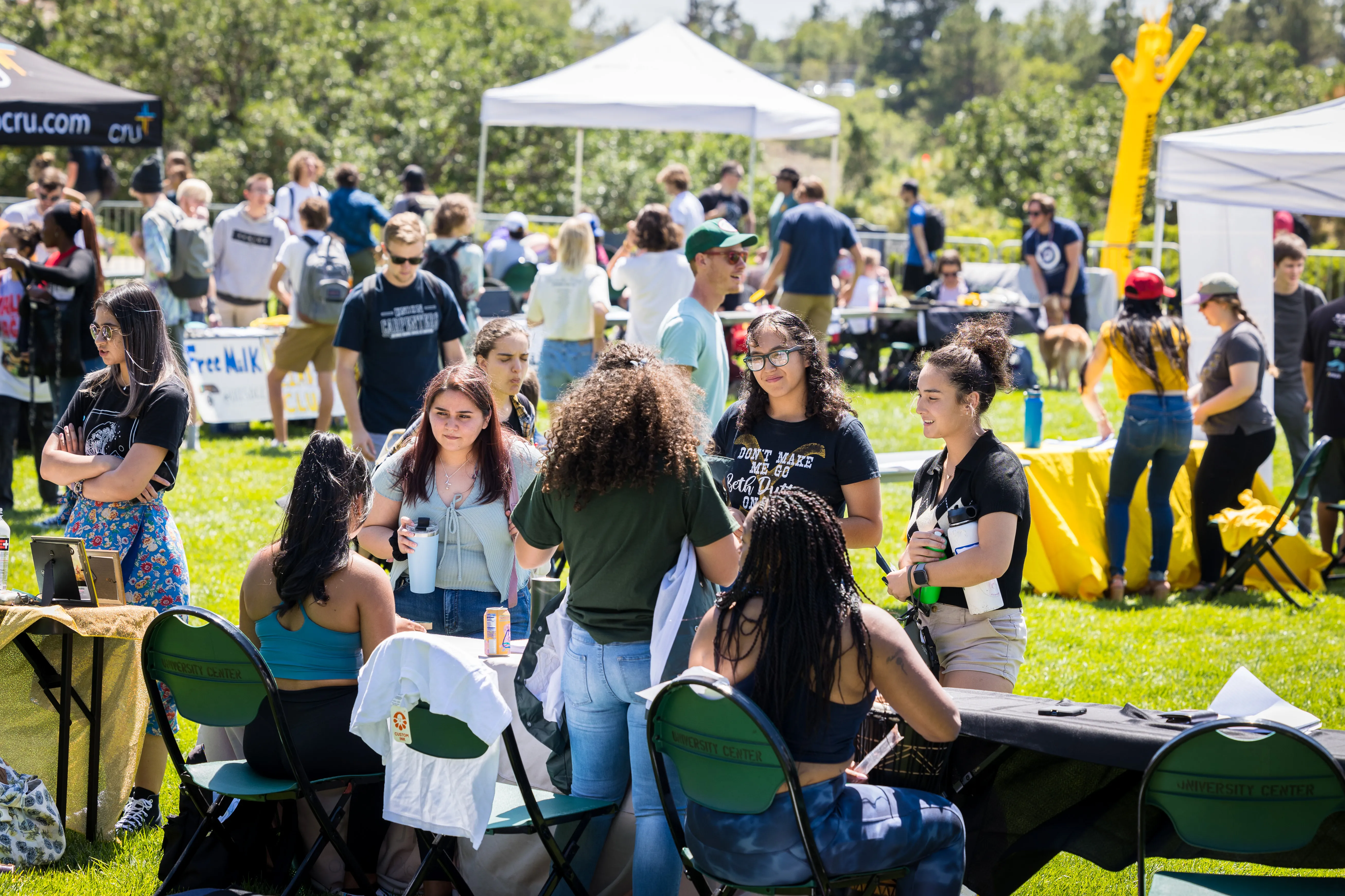 Students outside at club fair