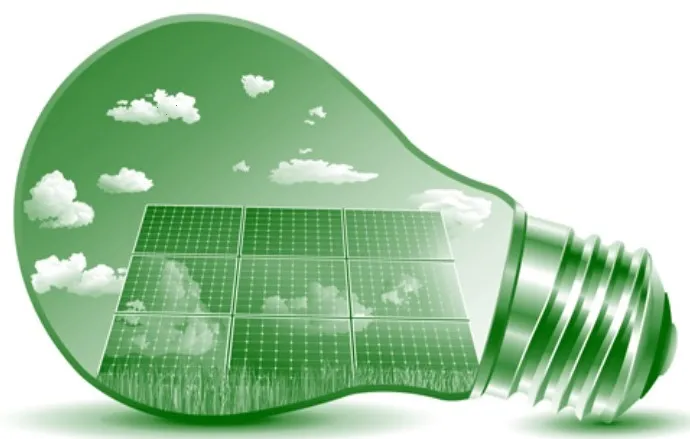 Green bulb showing sustainability