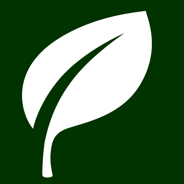 white leaf icon with green background