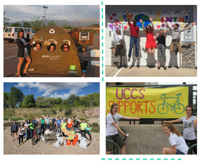 Pictures about recycling, earth month, and uccs sports